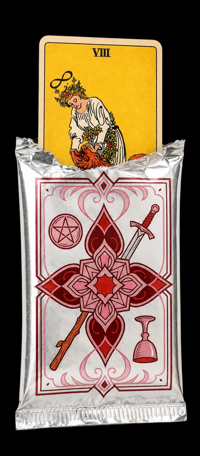 A card of the day peeking out of a booster pack